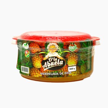 Mermelada de piña D’La Abuela 960cc, producto artesanal boliviano, con sabor tropical y saludable.